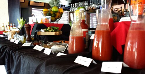 The extensive Bloody Mary bar at Marlow's Tavern, so many choices.
