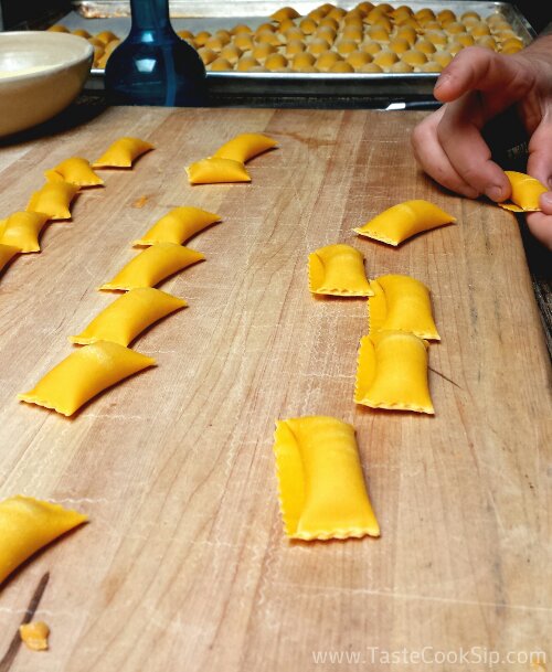 Butternut Squash Agnolotti being hand-formed by Prato's chef.