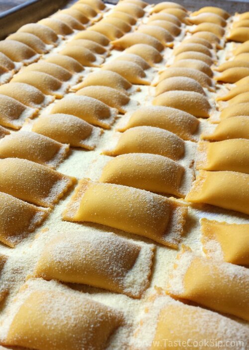 Butternut Squash filled Agnolotti ready to be cooked.